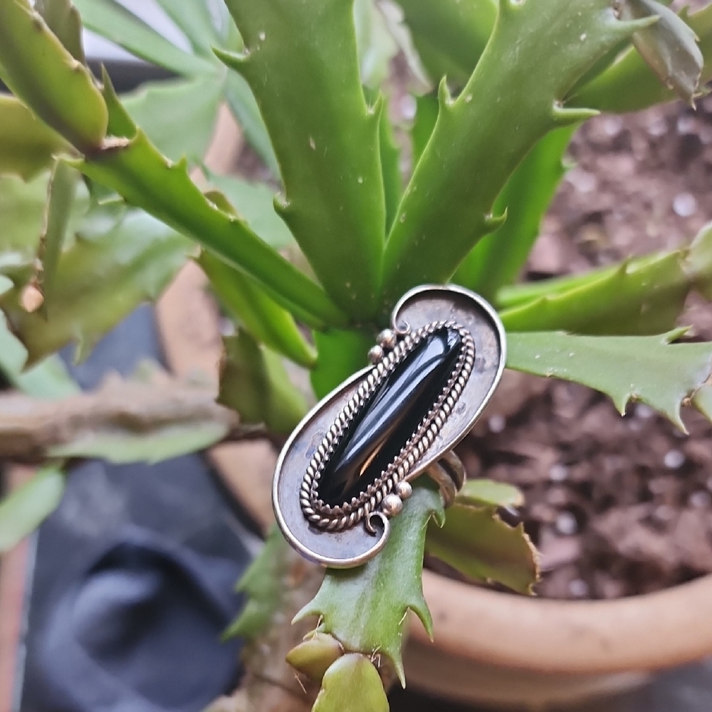 Native American Black Onyx Adjustable Ring